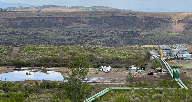 A wide shot of the Menengai geothermal project in Kenya.