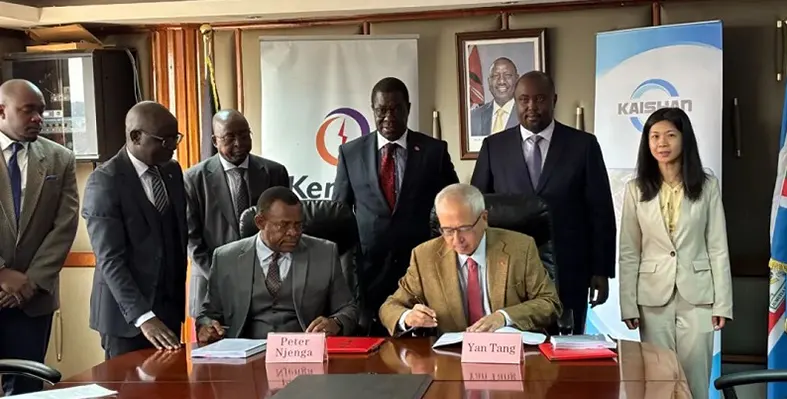 Kaishan Group partners with KenGen to develop a 165 MW geothermal plant powering Kenya’s green ammonia production. (Image source: Kaishan Group) Kaishan_and_KenGen_representatives_signing_MoU