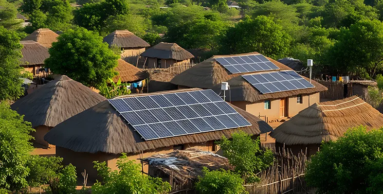 Connecting the dots in Africa's energy sector (Image source: Adobe Stock) Africa-housing_rural_solar_panel_rooftops