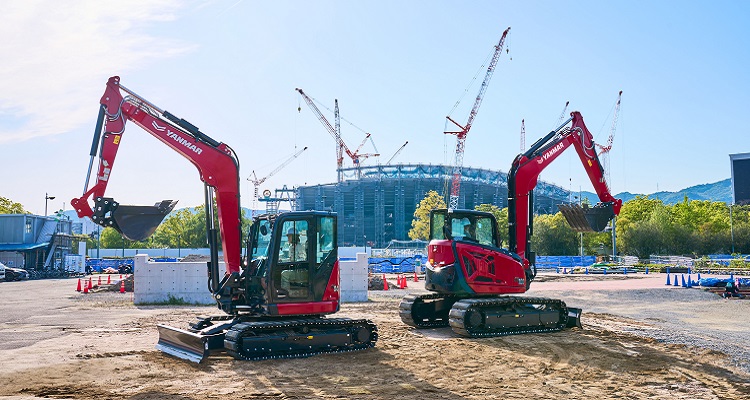 The new Yanmar CE midi-excavators on a job site.